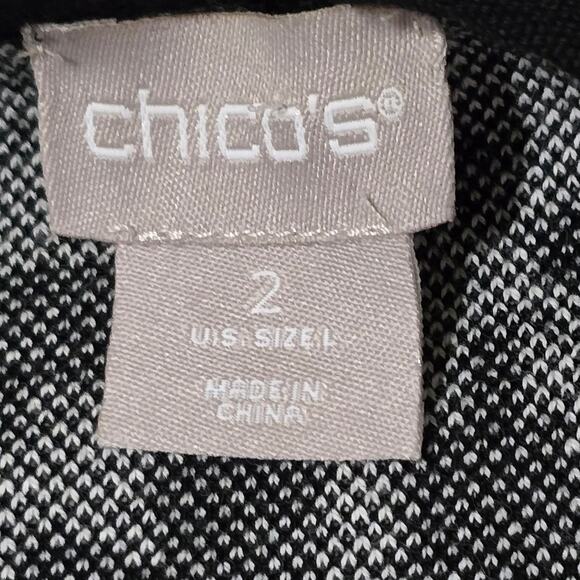 Chico's Black and White Floral Jacket Blazer Size 2 Large - Picture 7 of 7
